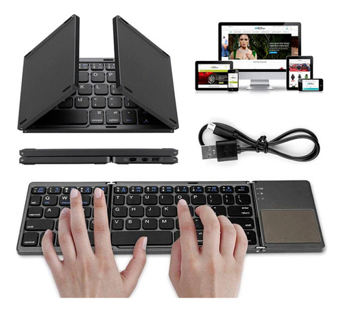 Mini Teclado Plegable Con Panel Táctil Bluetooth 3.0