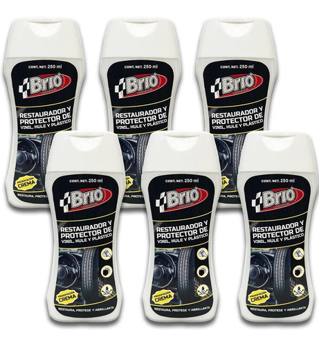 6pk - Brio Restaurador De Vinil Hule Y Plastico Tubo 250ml