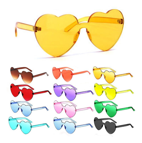 ¡ Gafas Fashion Party De Corazón Sol Rimless Moda Colores !!