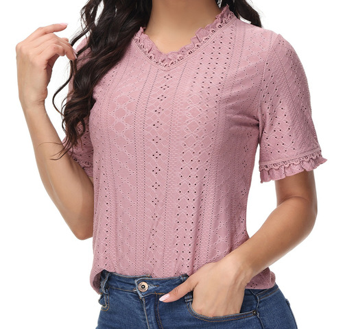 Blusa Casual Moda Manga Blusa Para Mujer Suelto Elegante