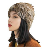 Forssils Gorro Piel Conejo Mujer Gorro Piel Auténtica Tejido