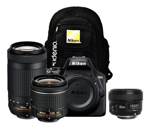 Cámara Nikon D3500 + Lente 18-55mm +70-300mm + 35mm Yong