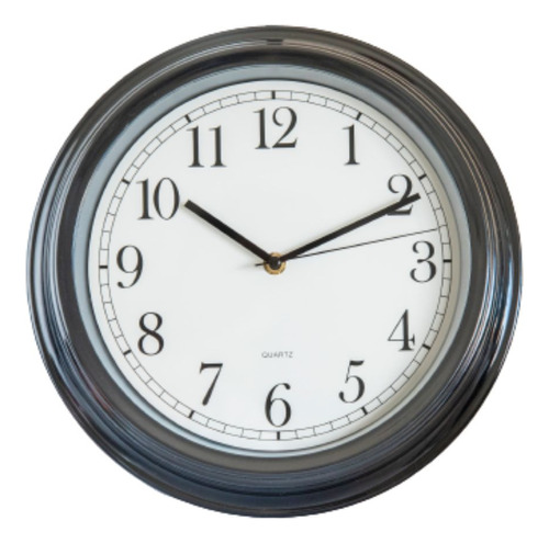Reloj De Pared Retro Plastico Marco Negro De 30cm Diam