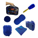 Kit Limpieza Auto Microfibras Bolso Camioneta 6 Pcs Color Azul