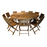 Comedor Redondo Plegable De Madera 10 Personas Mod Jardin