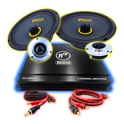 Kit Amplificador 4 Ch + Set Medios, Con Rca's De | Envío gratis