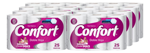 Papel Higiénico Confort Doble Hoja 25 Metros De 48 Rollos