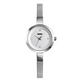 Reloj Mujer Skmei 1390 Acero Minimalista Elegante Clasico Color De La Malla Plateado Color Del Fondo Blanco
