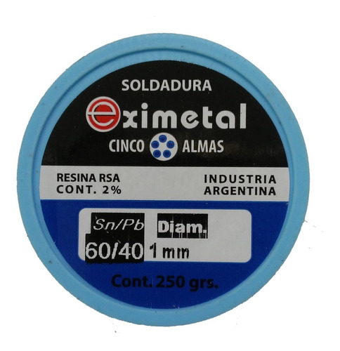 Soldadura De Estaño 250 Gramos / Marca Eximetal 1 Milímetro