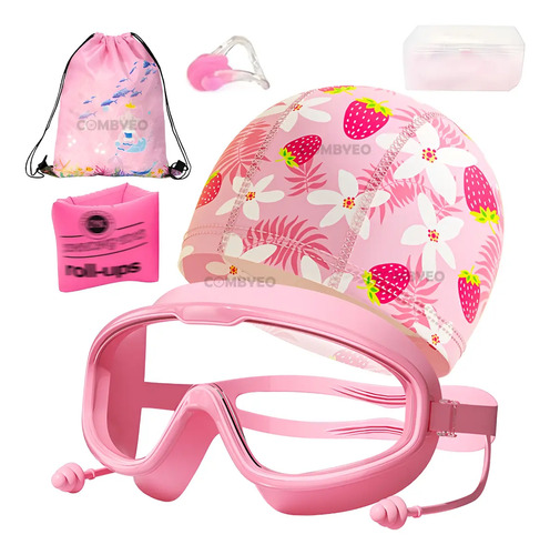 Gafas Goggles Natación Para Niños Con Gorro Y Nariz 7 En 1
