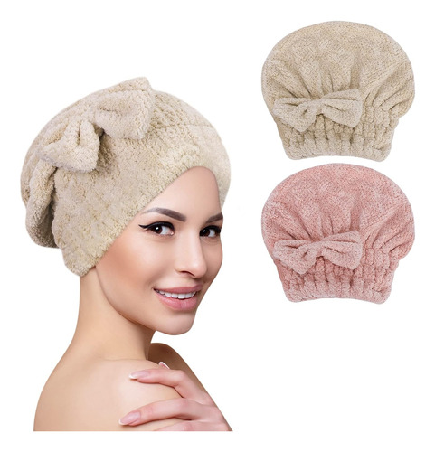 Pack 3 Gorro Toalla Microfibra Para Secar Cabello Ducha