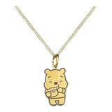 Dije Y Cadena Winnie Pooh Baño Oro 24k Plata 925