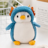 Peluche Pingüino Disfrazado Dinosaurio Unicornio Kawaii Color Azul