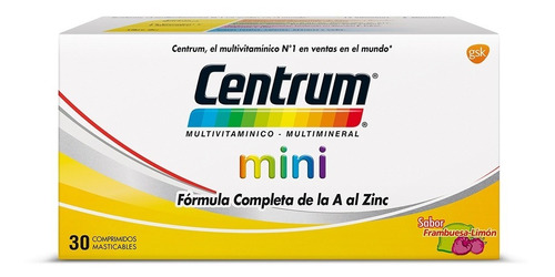 Centrum Mini Multivitaminico Multimineral 30 Comprimidos. Sabor Frambuesa Limon