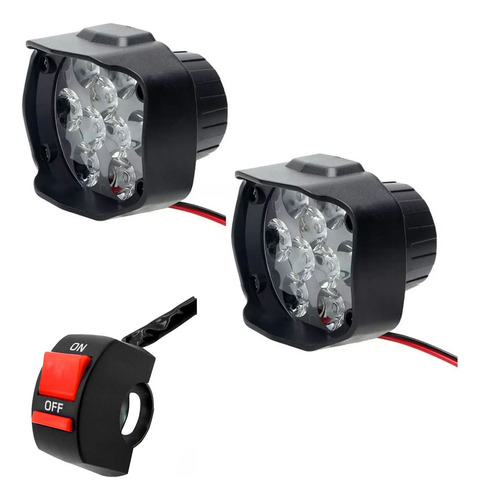 Kit 2 Faro Auxiliar Reflector 9 Led 15w Moto Cuatri 1500lm