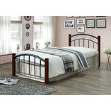 Hodedah Hi599 Doble Cama De Metal Completo De Caoba