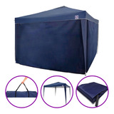 Tenda Gazebo 3x3 Sanfonada Azul + Bolsa E 4 Paredes Laterais