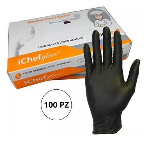 Guantes De Nitrilo Guante Negro Caja 100 Pzs Talla S Y M