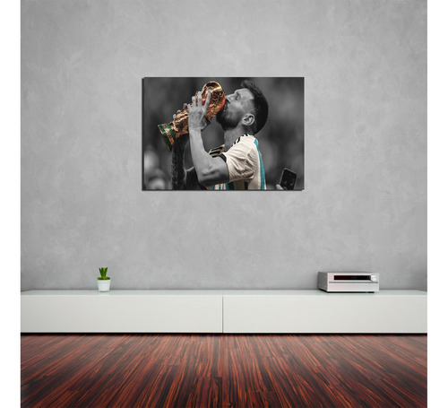 Cuadro Messi Copa Del Mundo 39x27 Decorativo Moderno Individ