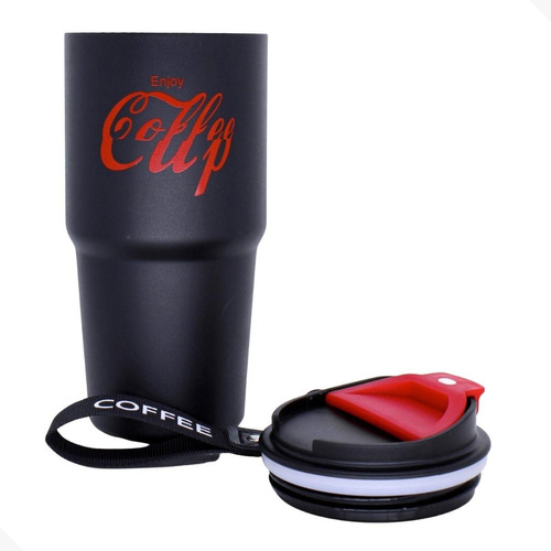 Copo Térmico 600ml Colorido  Com Tampa Em Inox Caffee Cup 