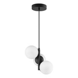 Lustre Pendente  Sala Quarto Cama Jabuticaba 3 Globos Preto