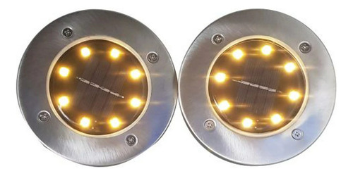  Pack 4 Foco 8 Led Solar Estaca Para Jardin - Piso - Calida 