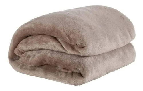 Cobertor Life Tex Ii Microfibra Cor Marrom-claro Com Design Liso De 200cm X 180cm