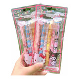 Set 6 Lápices Gel Sanrio Hello Kitty Melody Kuromi Kawaii