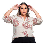 Camisa Social Feminina Manga 3/4 Plus Size