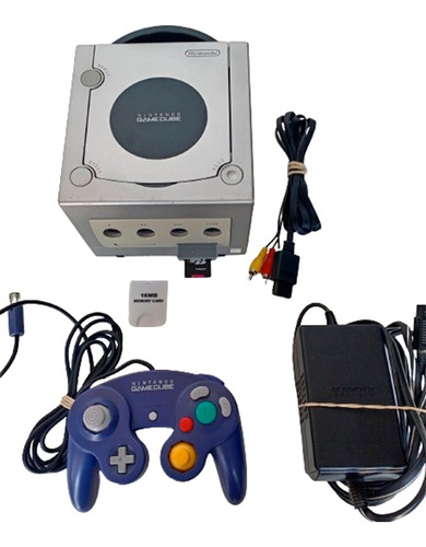 Gamecube Gris Con Control Morado Yjuegos Instalados Rgb Azul