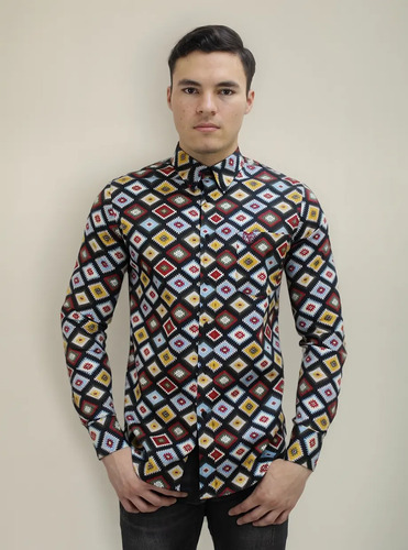 Camisa Caballero Platini Cwl9077 Corte Slim Fit Manga Larga