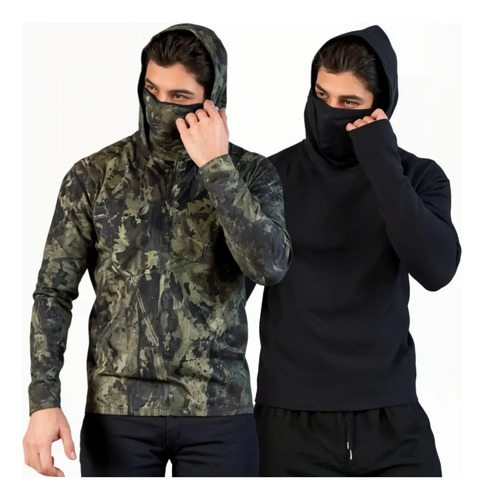 2pz Camiseta Con Capucha Máscara Ninja Manga Larga Hombre | Envío gratis