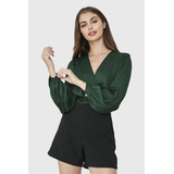 Blusa Crop Nudo Verde Oscuro Nicopoly