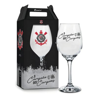 Taça Vinho Brasfoot Corinthians Vidro Oficial Individual Água