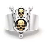 Anillo Doble Calavera Motorista 