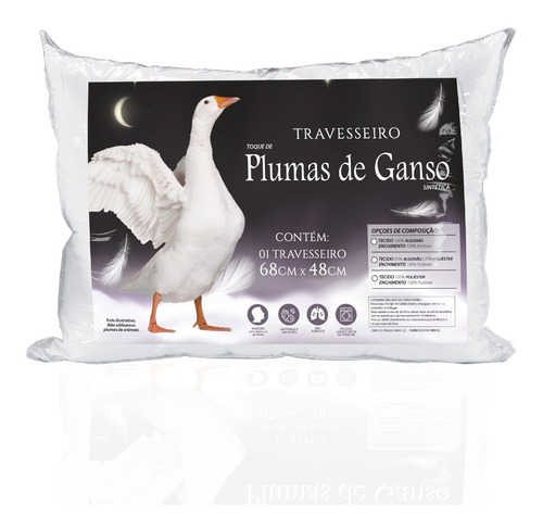 2 Travesseiro Daune Penas E Plumas De Ganso 50x70cm Branco