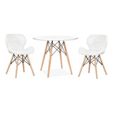 Combo Mesa Eames 80 Cm + 2 Silla Cocina Comedor Alto Impacto