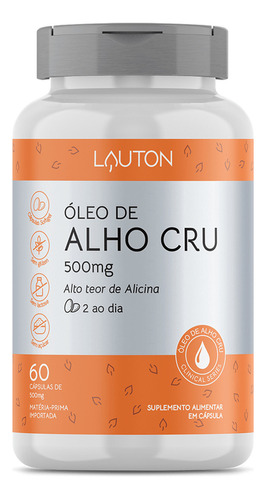 Cápsula De Óleo De Alho Cru 500mg 60 Caps Lauton Nutrition Sabor Sem Sabor