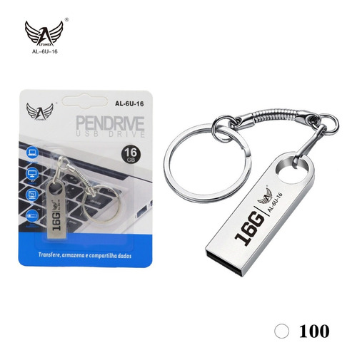 Pen Drive De Metal 16 Gb Com Chaveiro Som Altomotivo