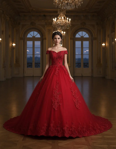 Vestidos De Quinceañera Cola Cauda Rojo Barato Economico Bor | Meses sin interés