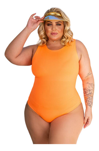 Body Maiô Forrado Plus Size Frente Única Moda Praia Biquíni