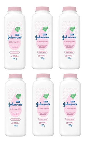 Kit 6 Talco Johnson & Johnson Baby Dermo Protetor 100g