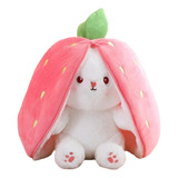 Conejo Frutillas Fresa Reversible Peluche Kawai 35cm