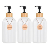 Pack 3 Botellas Dispensador De Jabon, Champu, Jabonera