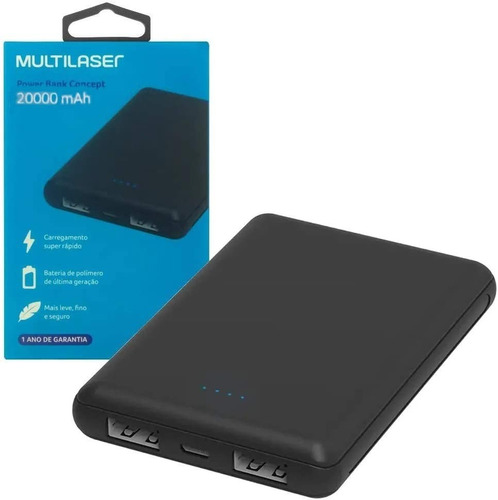 Carregador Portátil Multilaser 20000mah Power Bank Polímero.