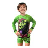 Conjunto Infantil Blusa Sunga Proteção Solar Uv Menino Praia