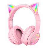 Fone De Ouvido Over-ear Gamer Sem Fio Onikuma B90 Rosa Com Luz  Rgb Led