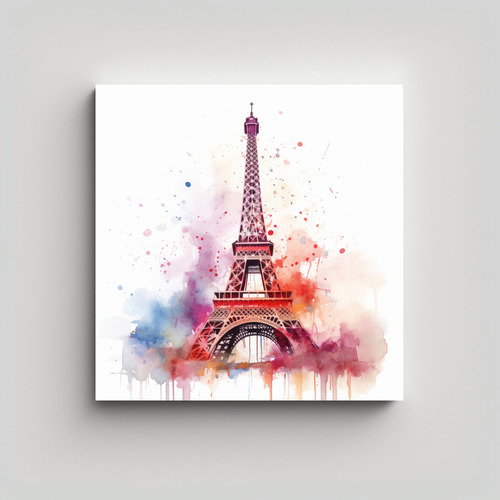 20x20cm Cuadro Torre Eiffel En Acuarela - Decocuadros Flores