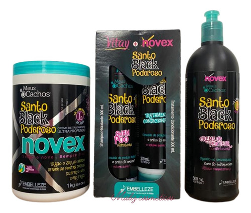 Novex Santo Black Shampoo+cond+creme De Tratamento E Pentear