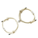 Pulseras Para Pareja Imán Magnéticas Beige Sol & Luna